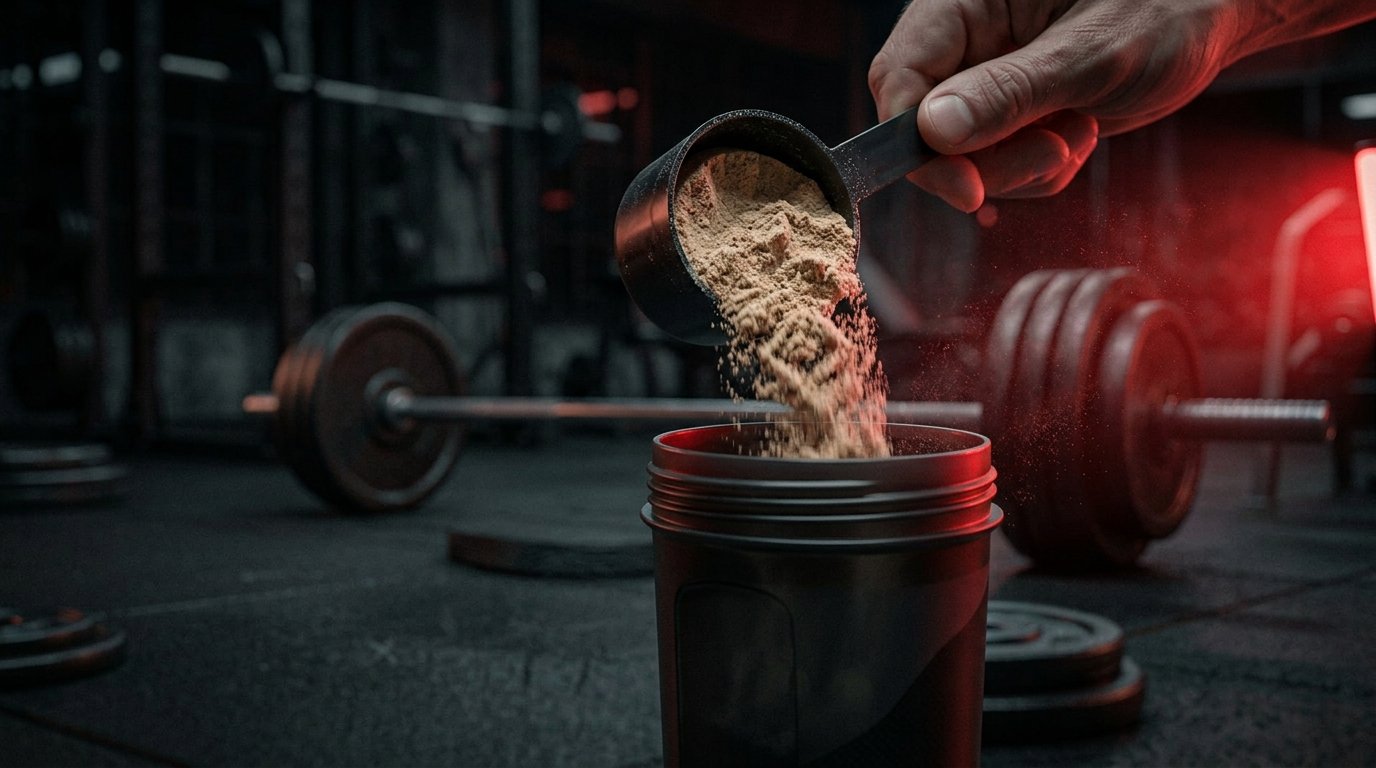 Whey protein powder tub with shaker